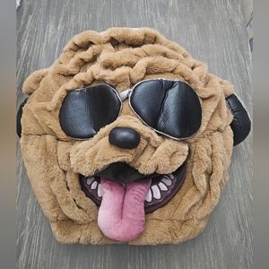 Bulldog Brown Dog Plush Toy Mask Halloween Mascot Costume Head